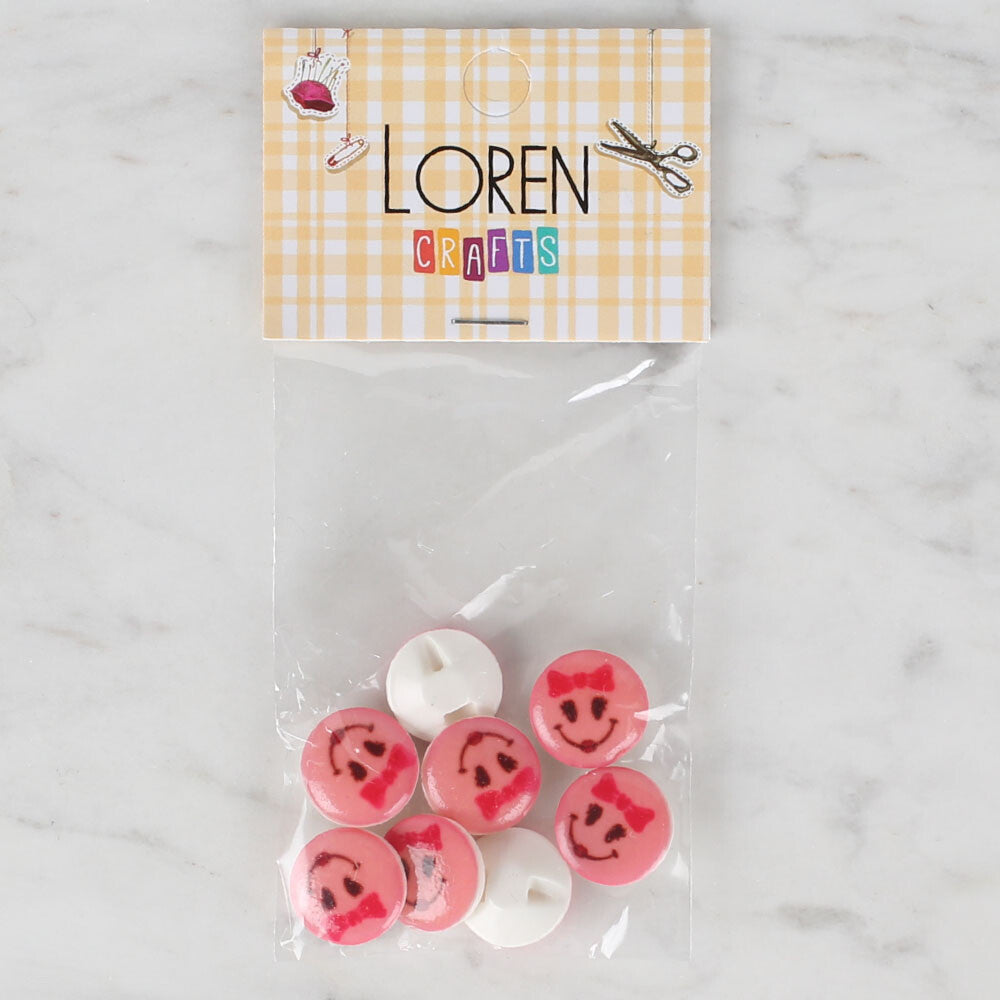 Loren Crafts 8 Pack Button, Pink - 0715