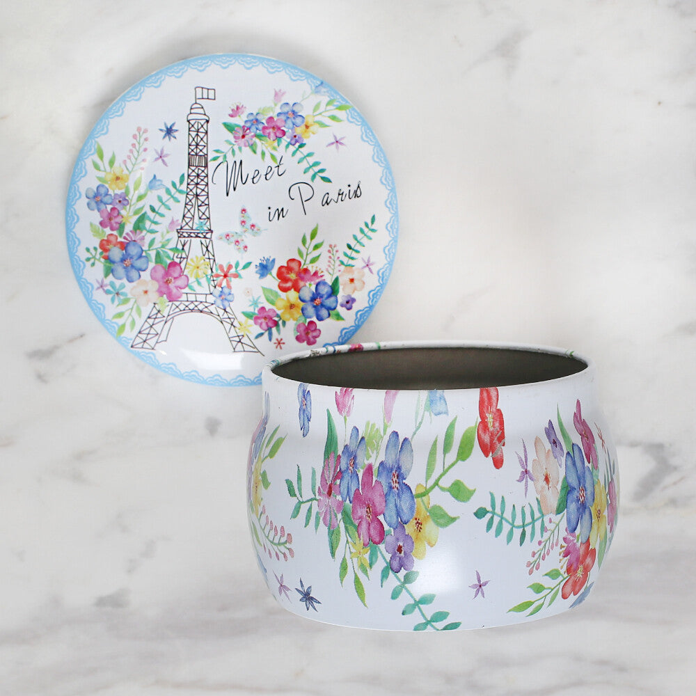 Loren Round Shaped Tin Storage Box