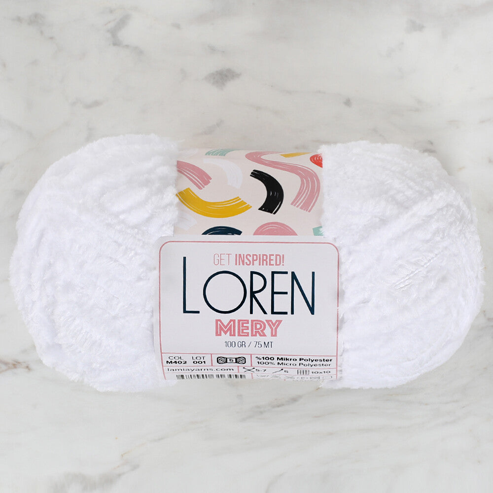 Loren Mery Yarn, White - M402