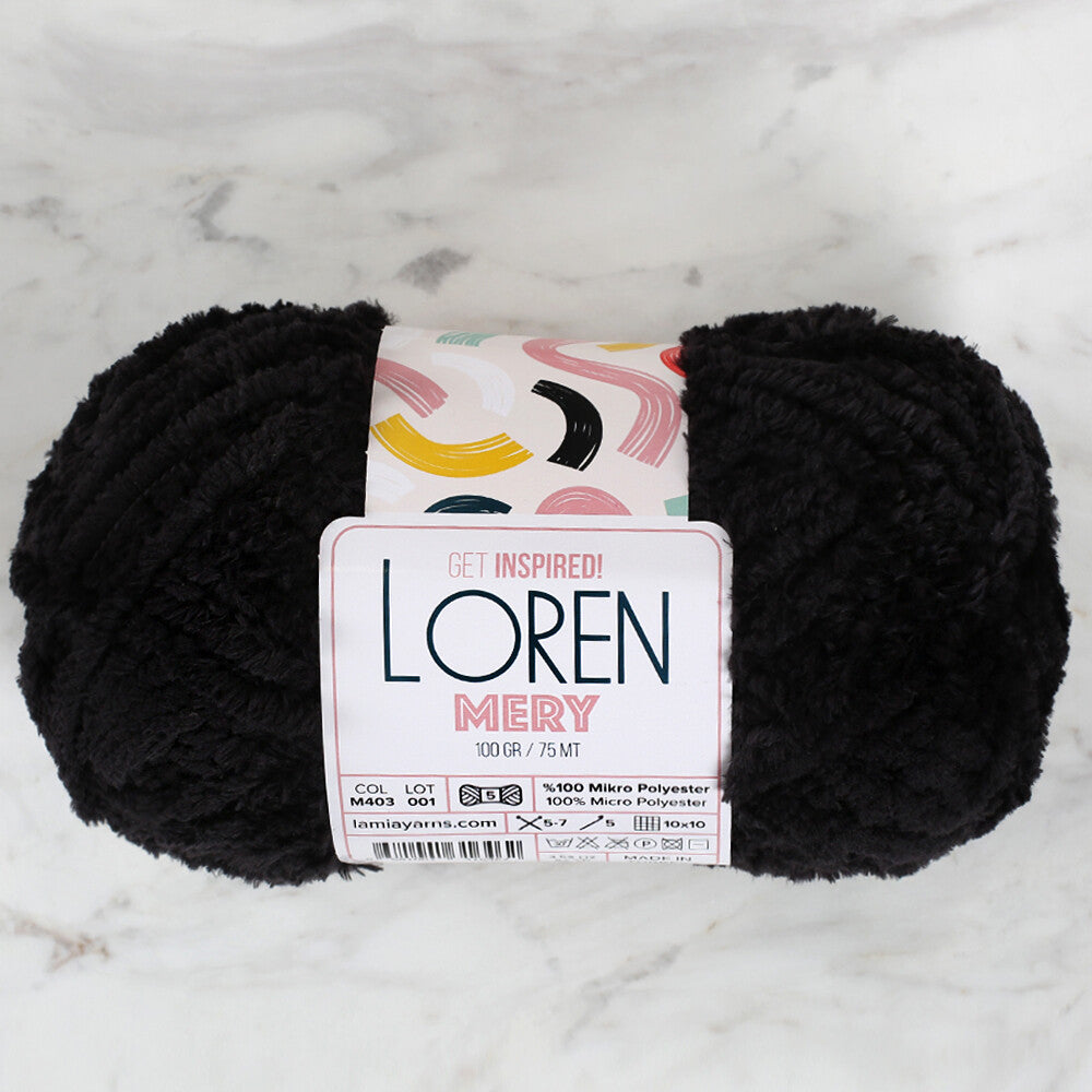 Loren Mery Yarn, Black - M403