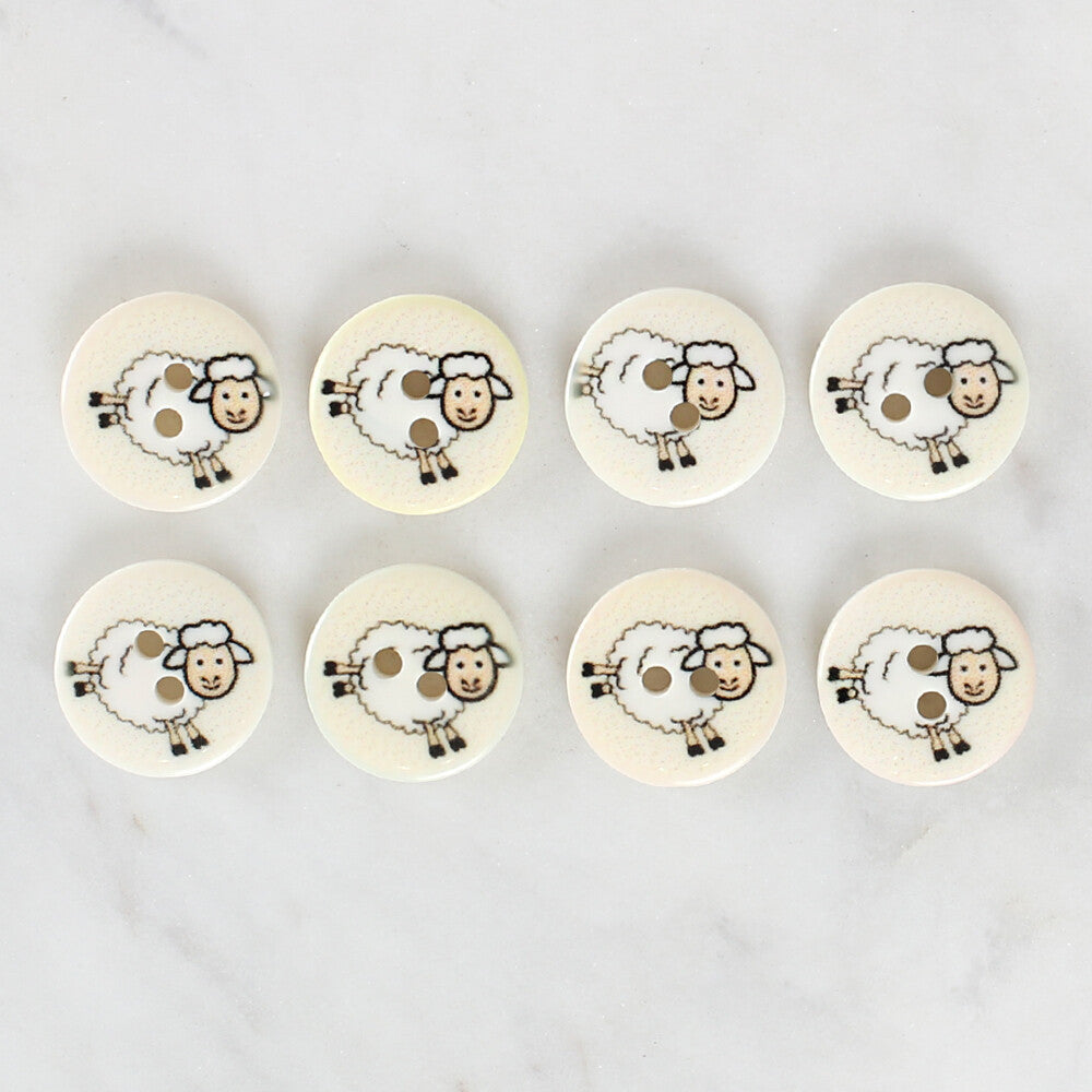 Loren Crafts 8 Pack Sheep Patterned Button - 1175