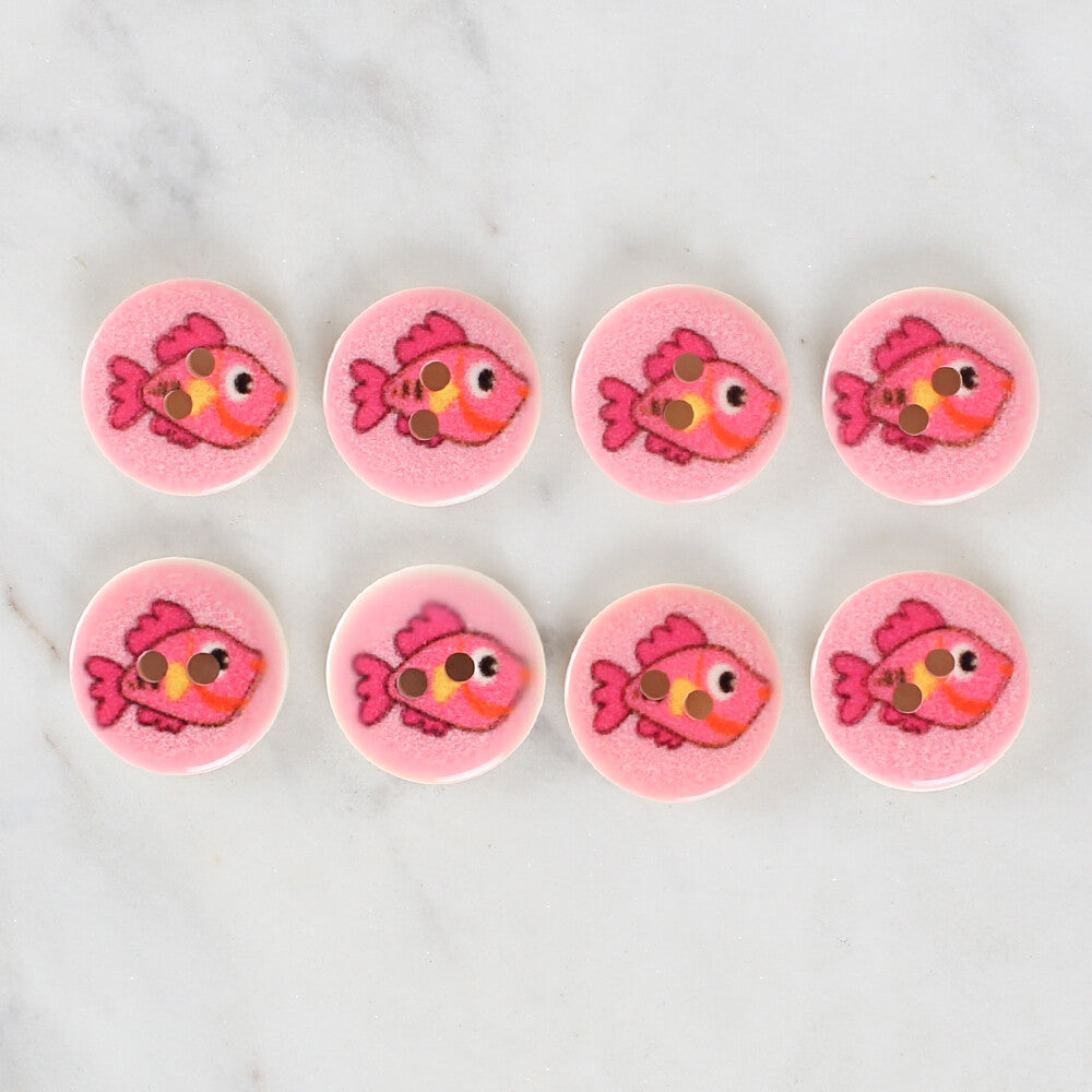 Loren Crafts 8 Pack Fish Patterned Button - 1178