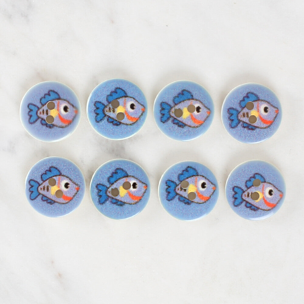 Loren Crafts 8 Pack Fish Patterned Button - 1180