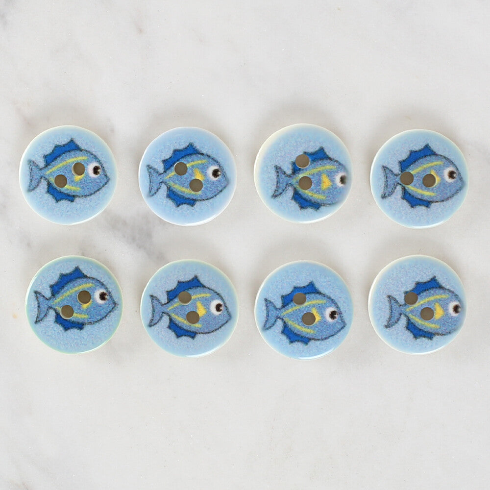 Loren Crafts 8 Pack Fish Patterned Button - 1182