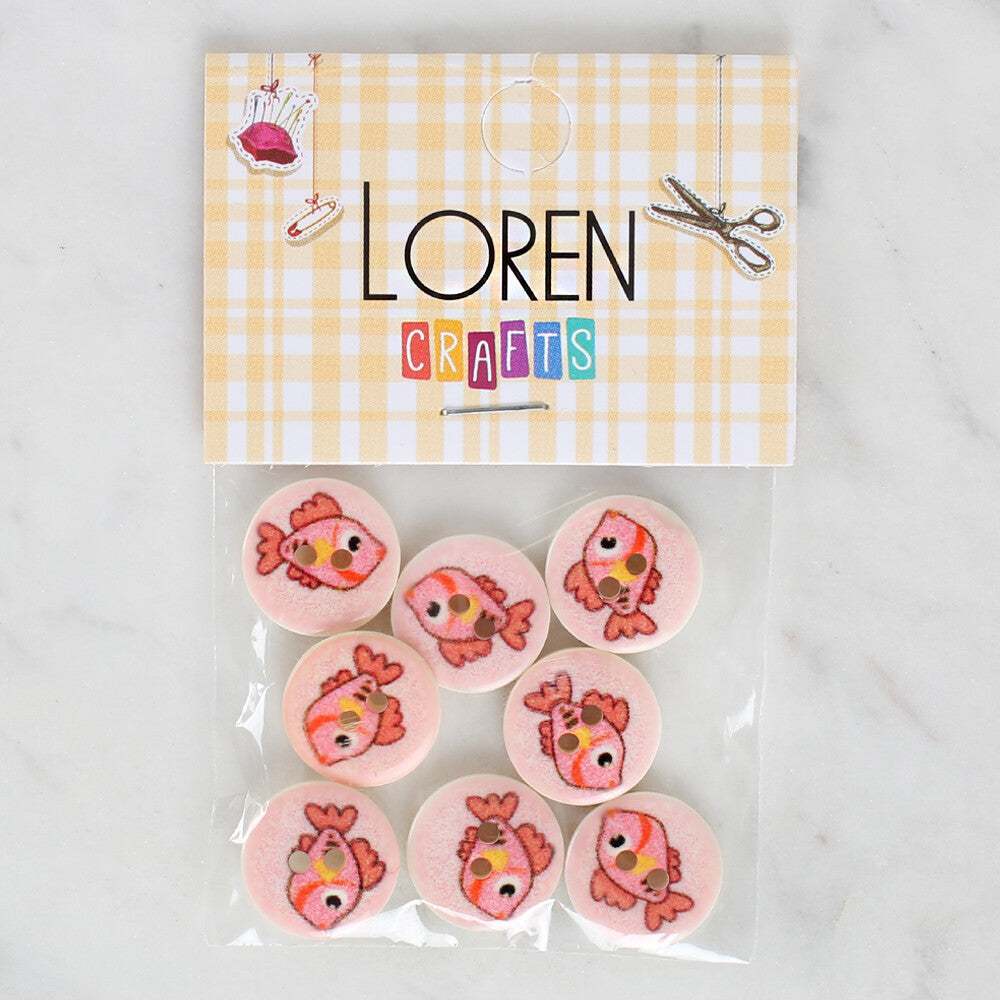 Loren Crafts 8 Pack Fish Patterned Button - 1185