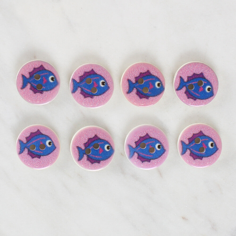 Loren Crafts 8 Pack Fish Patterned Button - 1186