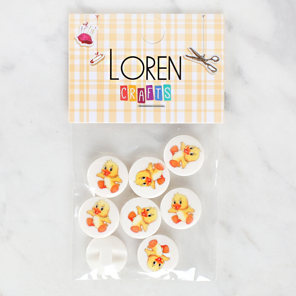 Loren Crafts 8 Pack Duck Patterned Button - 1189