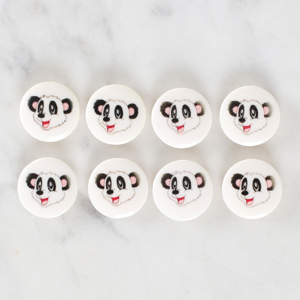 Loren Crafts 8 Pack Panda Patterned Button - 1193