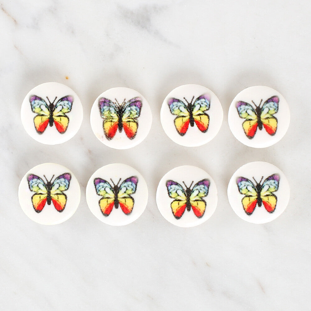 Loren Crafts 8 Pack Butterfly Patterned Button - 1195