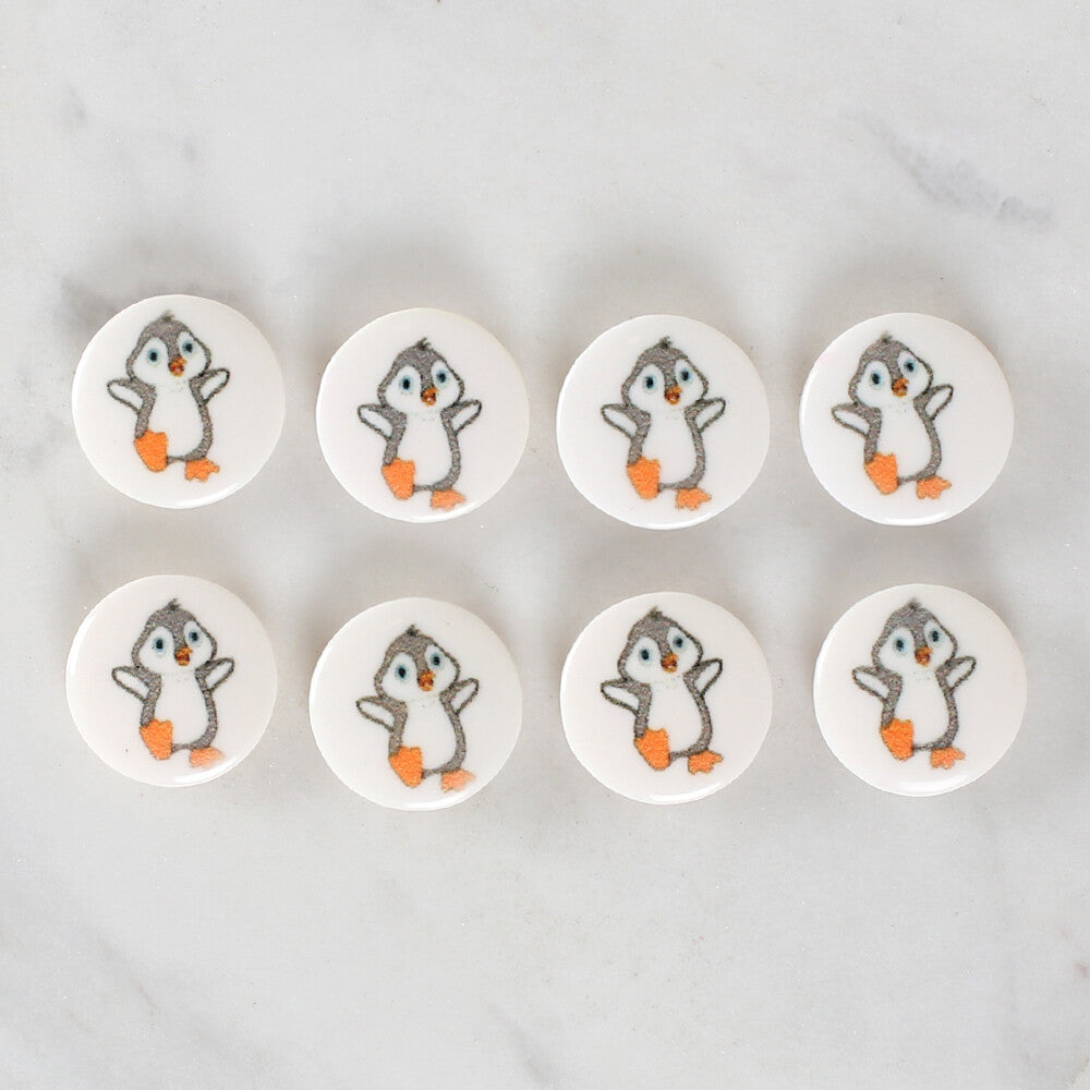 Loren Crafts 8 Pack Penguin Patterned Button - 1198