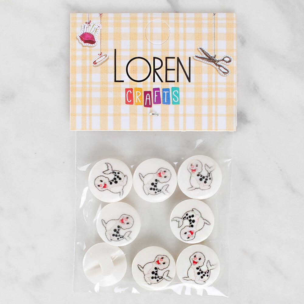 Loren Crafts 8 Pack Seal Patterned Button - 1200