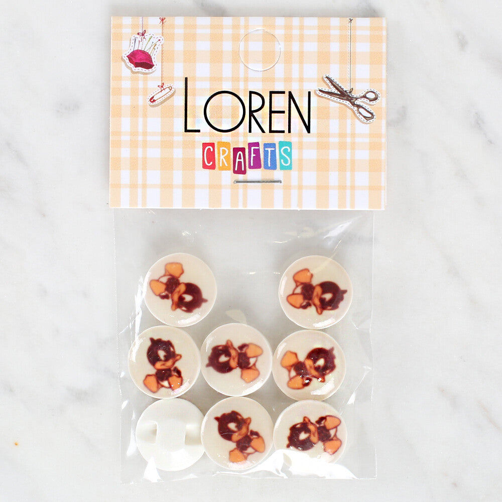 Loren Crafts 8 Pack Duck Patterned Button - 1201