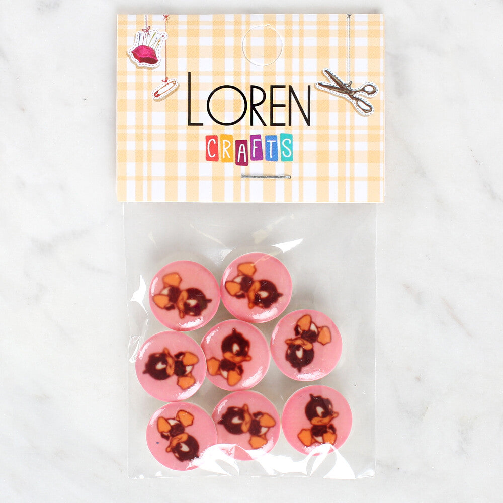 Loren Crafts 8 Pack Duck Patterned Button - 1202