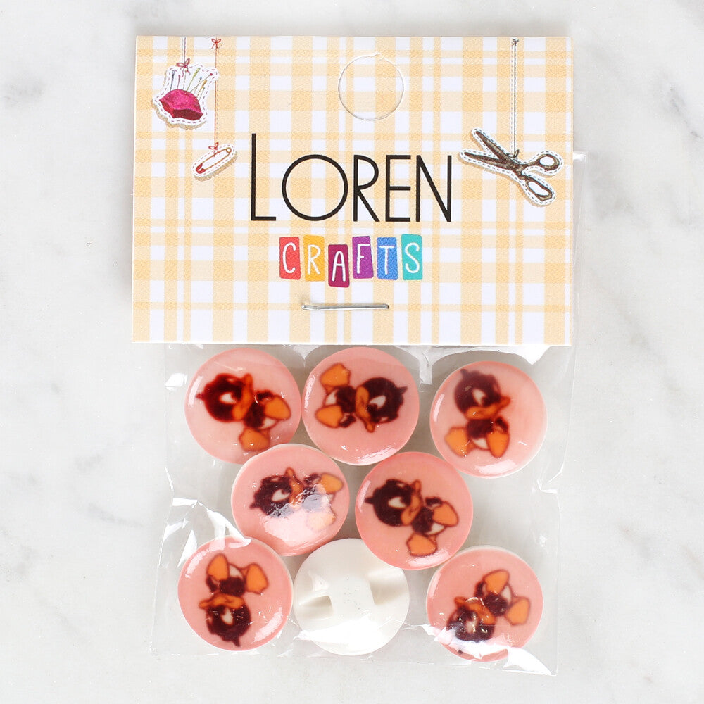 Loren Crafts 8 Pack Duck Patterned Button - 1206