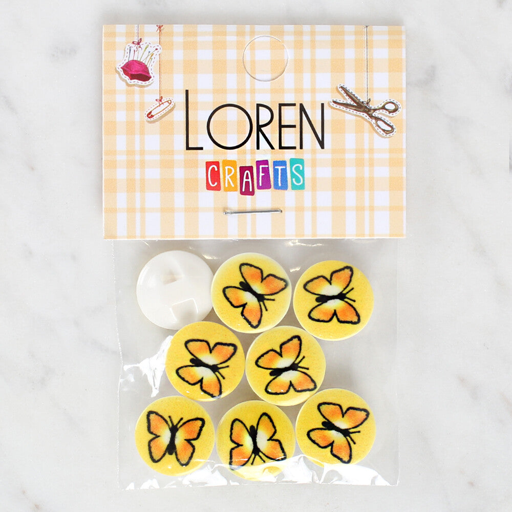 Loren Crafts 8 Pack Butterfly Patterned Button - 1212