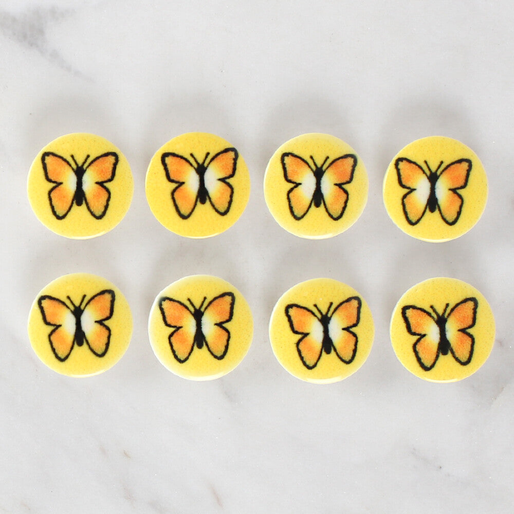 Loren Crafts 8 Pack Butterfly Patterned Button - 1212