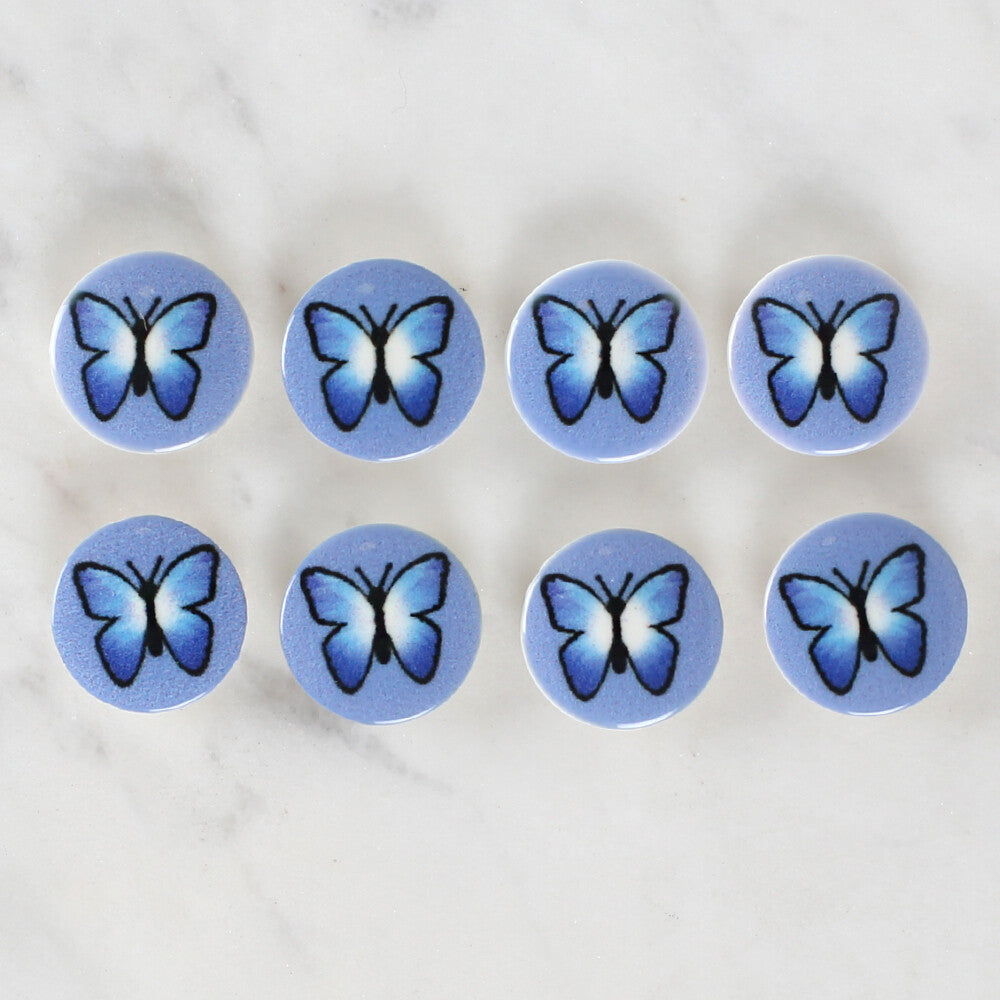 Loren Crafts 8 Pack Butterfly Patterned Button - 1214