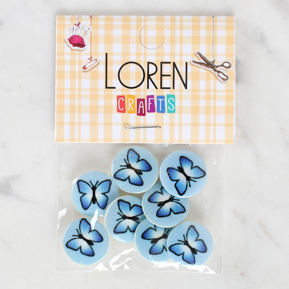 Loren Crafts 8 Pack Butterfly Patterned Button - 1215