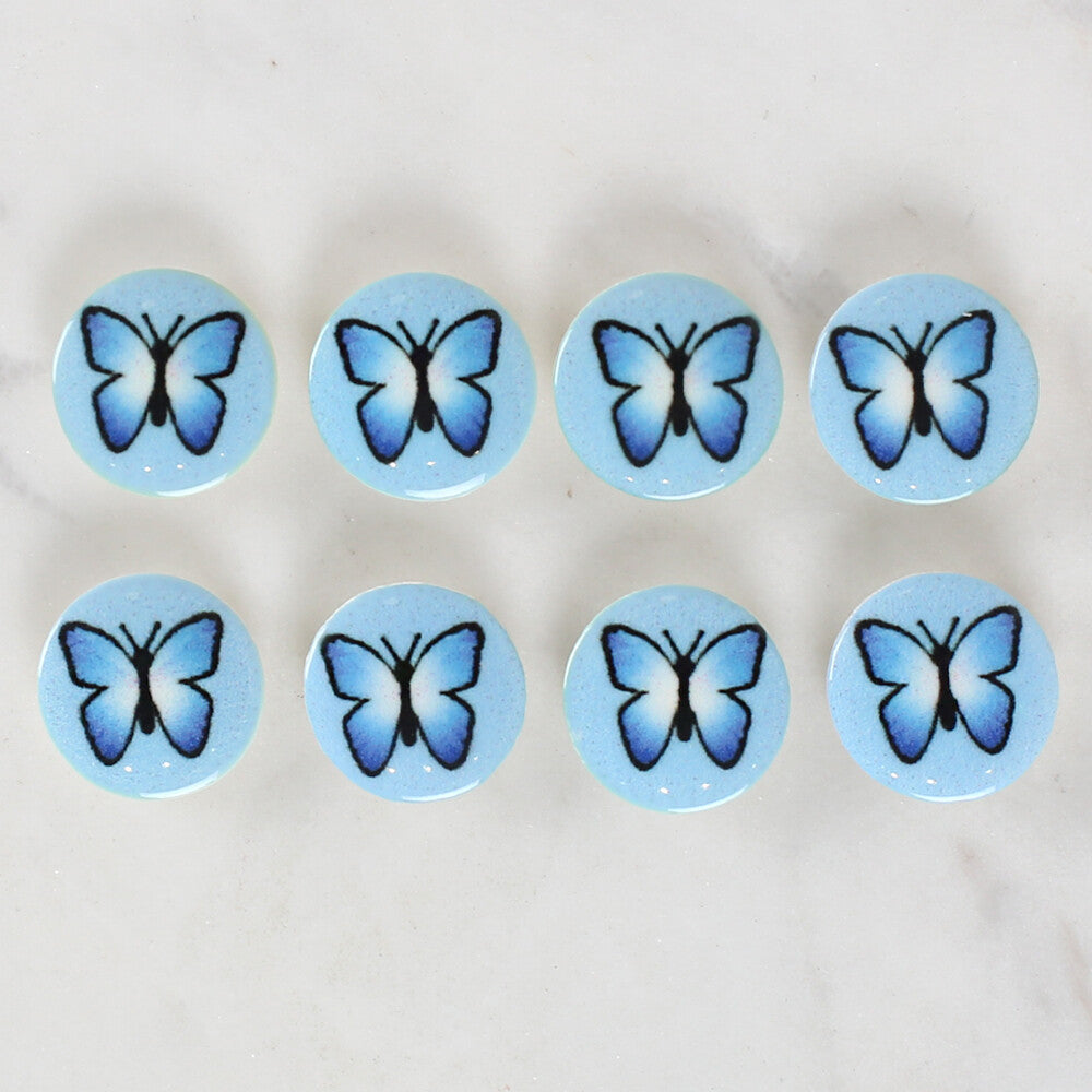 Loren Crafts 8 Pack Butterfly Patterned Button - 1215