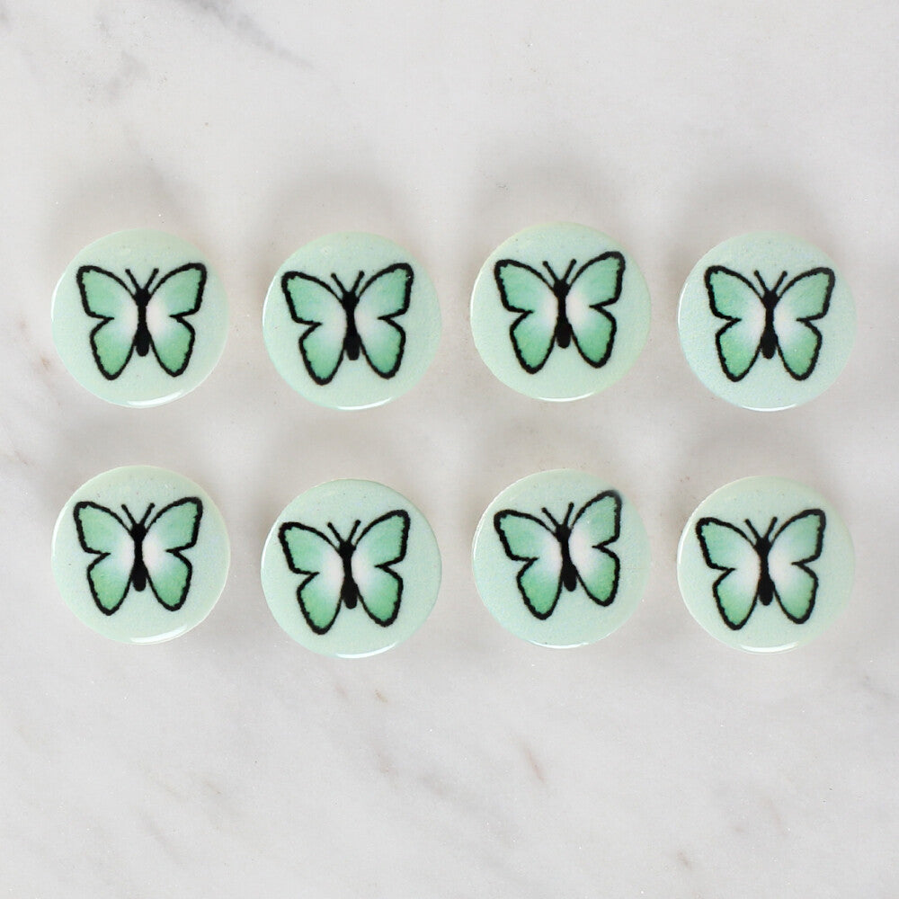 Loren Crafts 8 Pack Butterfly Patterned Button - 1217