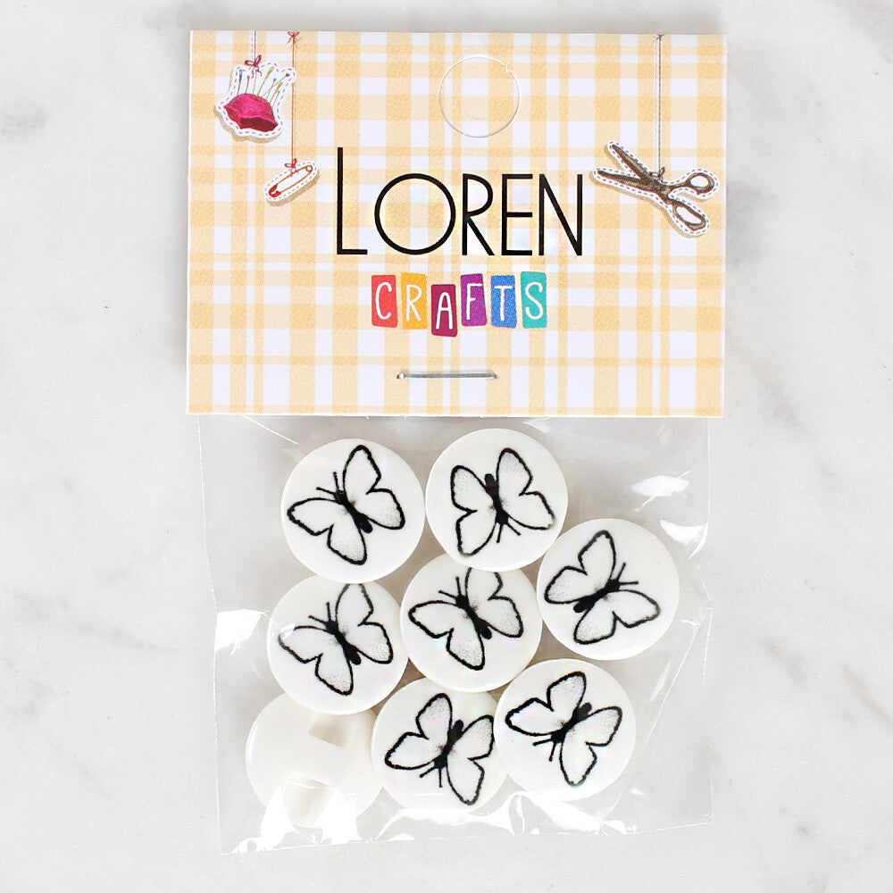 Loren Crafts 8 Pack Butterfly Patterned Button - 1220