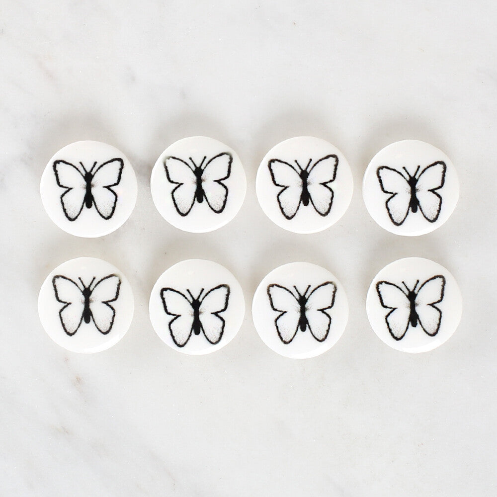 Loren Crafts 8 Pack Butterfly Patterned Button - 1220