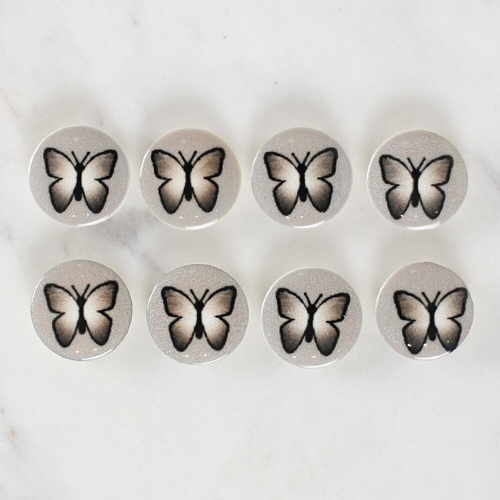 Loren Crafts 8 Pack Butterfly Patterned Button - 1221