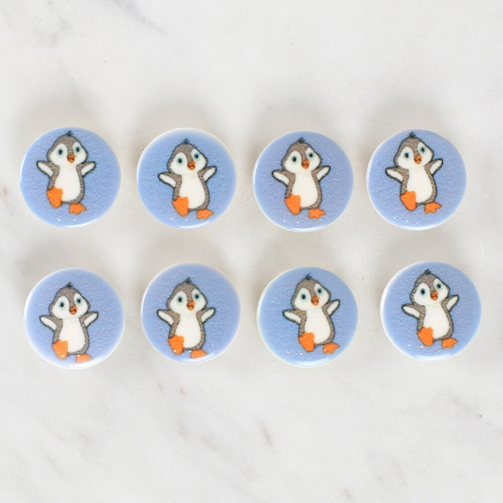 Loren Crafts 8 Pack Penguin Patterned Button - 1235