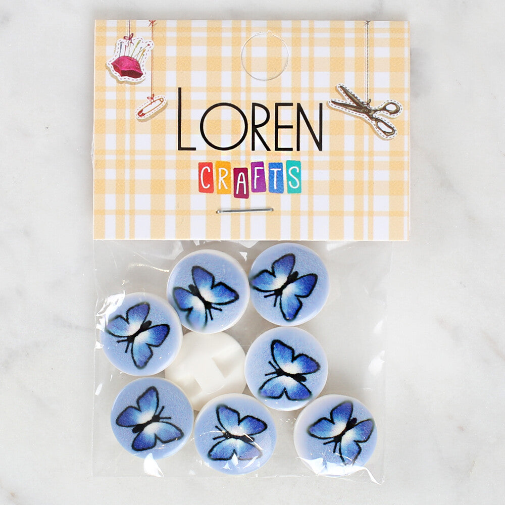 Loren Crafts 8 Pack Butterfly Patterned Button - 1236