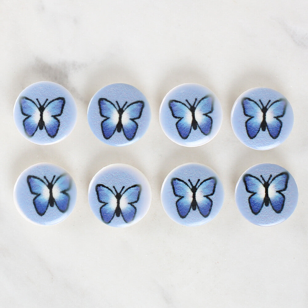 Loren Crafts 8 Pack Butterfly Patterned Button - 1236