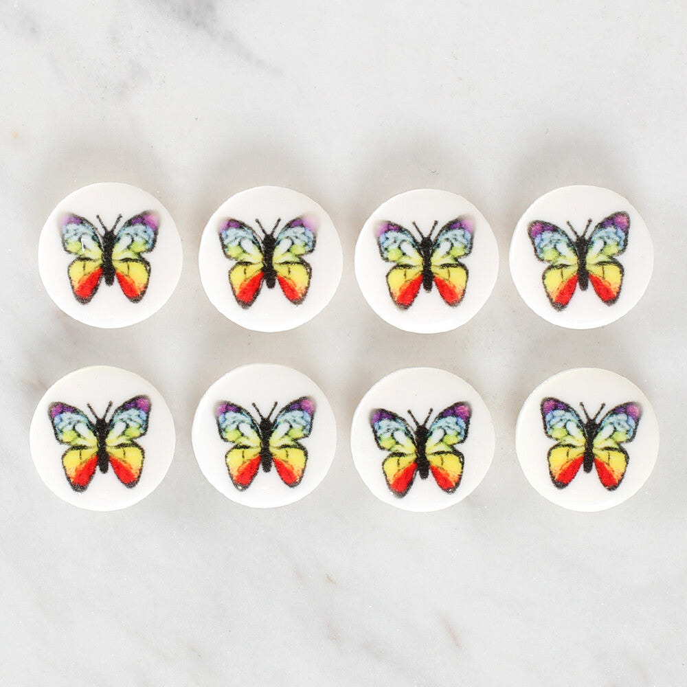 Loren Crafts 8 Pack Butterfly Patterned Button - 1237