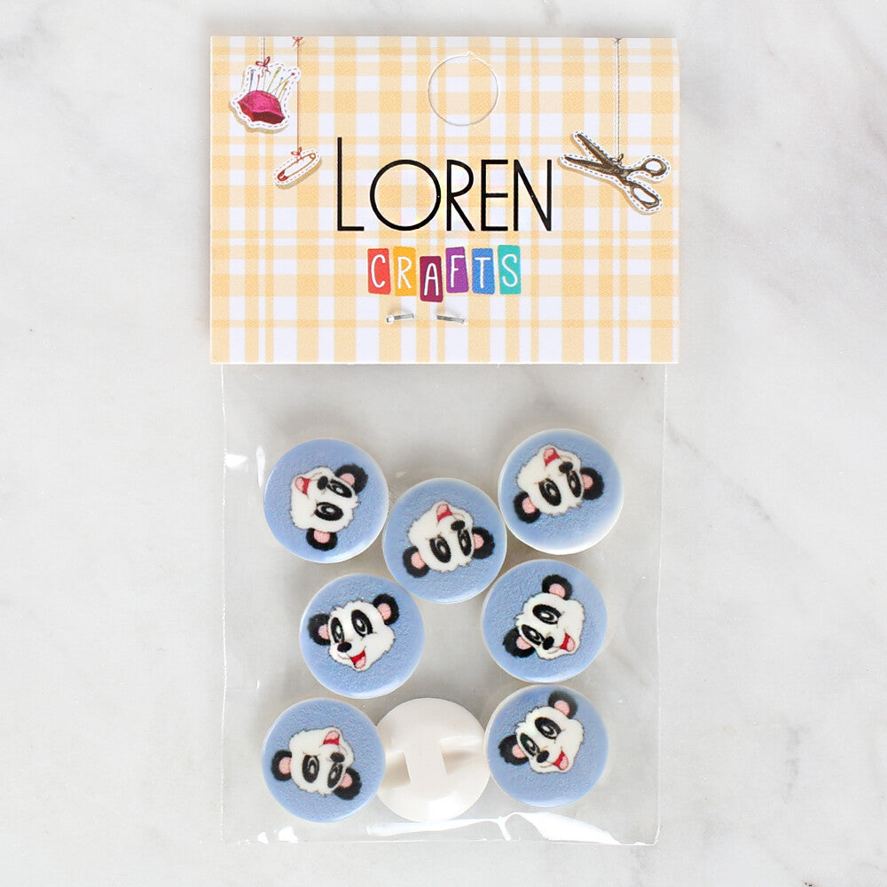 Loren Crafts 8 Pack Panda Patterned Button - 1239