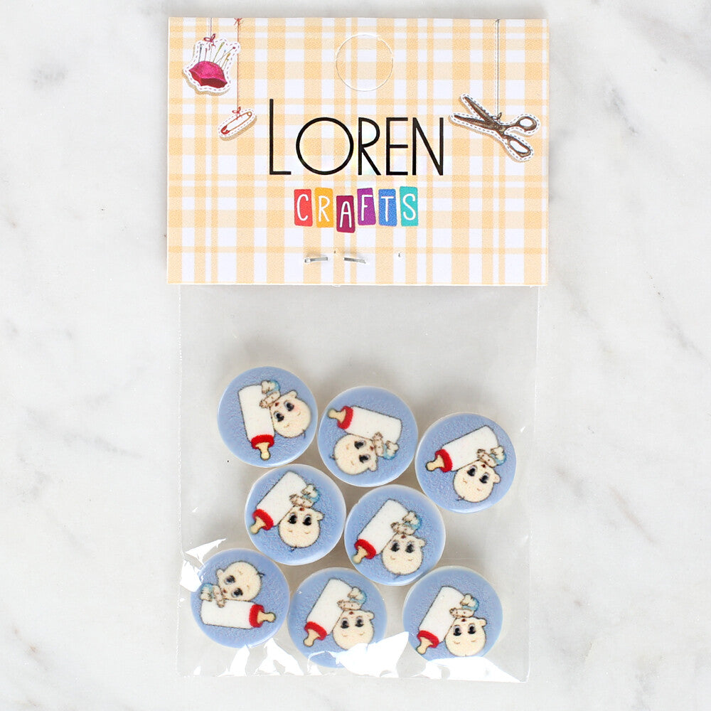 Loren Crafts 8 Pack Baby with a Bottle Patterned Button - 1241