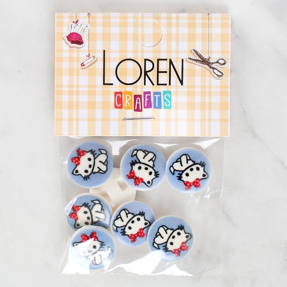 Loren Crafts 8 Pack Cat Patterned Button - 1244