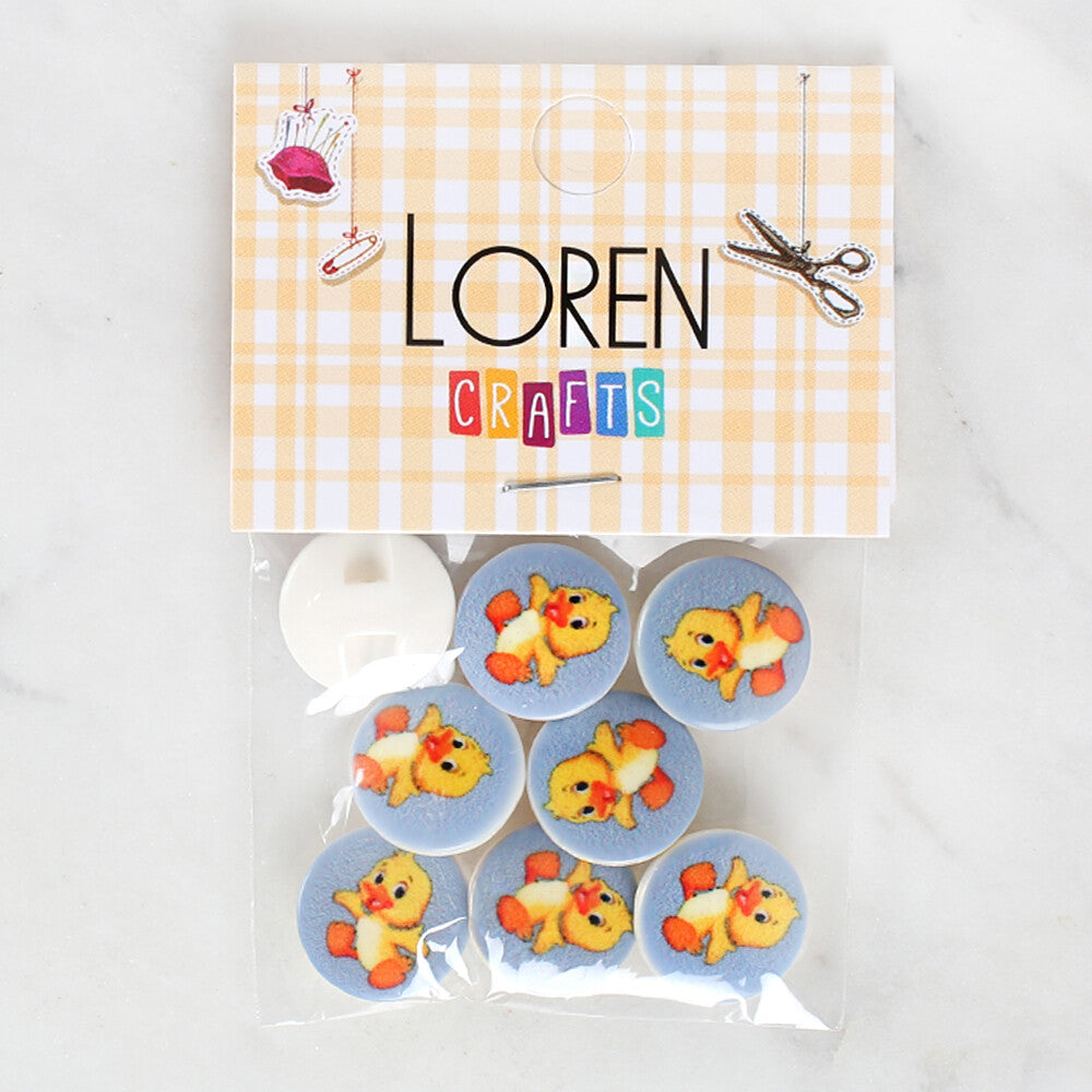 Loren Crafts 8 Pack Duck Patterned Button - 1245