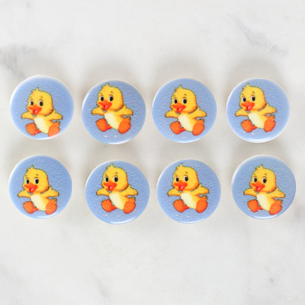 Loren Crafts 8 Pack Duck Patterned Button - 1245