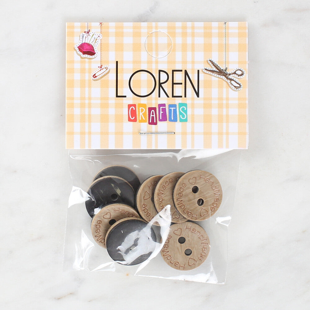 Loren Crafts 8 Pcs "Handmade" Button - 1604