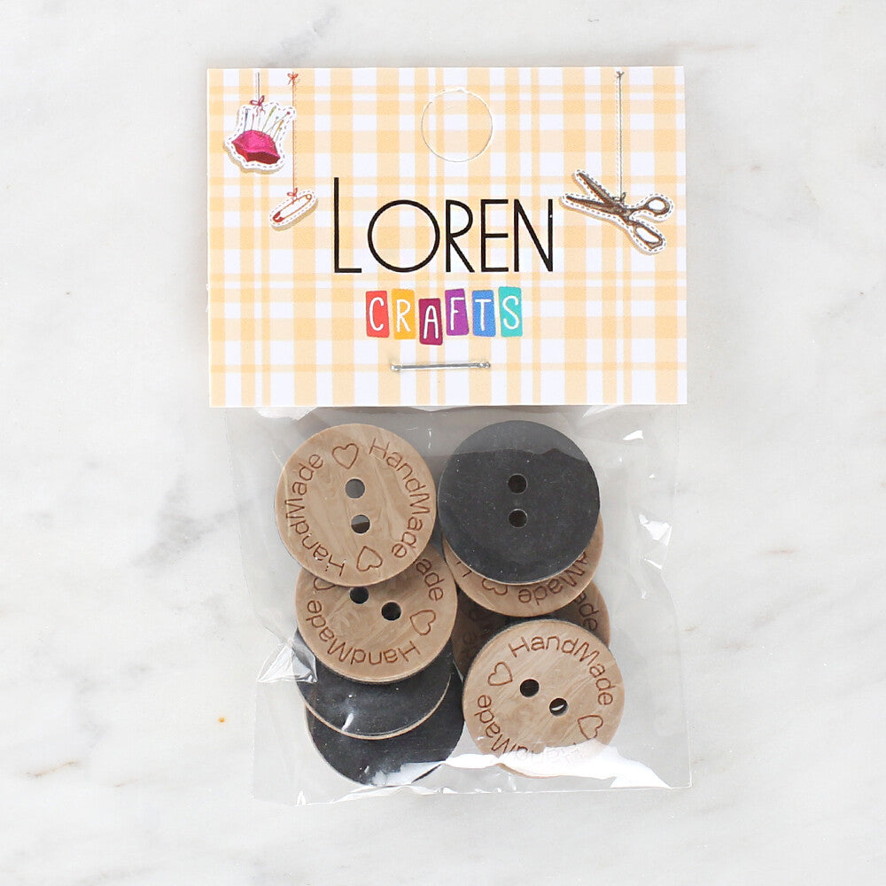 Loren Crafts 8 Pcs "Handmade" Button - 1605