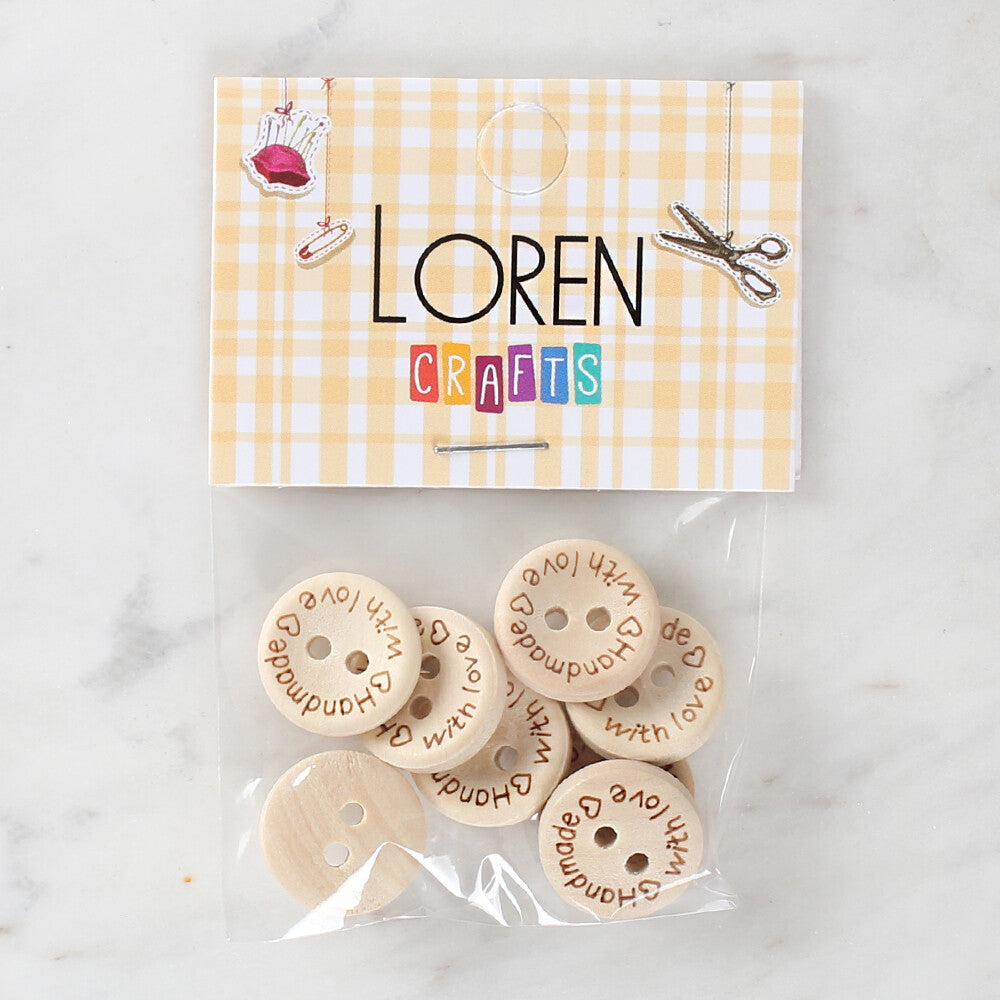 Loren Crafts 8 Pcs "Handmade" Button - 1614