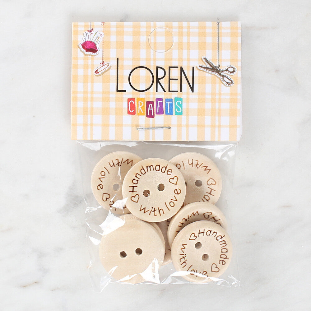 Loren Crafts 8 Pcs "Handmade" Button - 1617