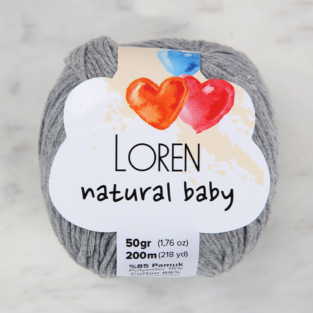 Loren Natural Baby Yarn, Grey - R0042