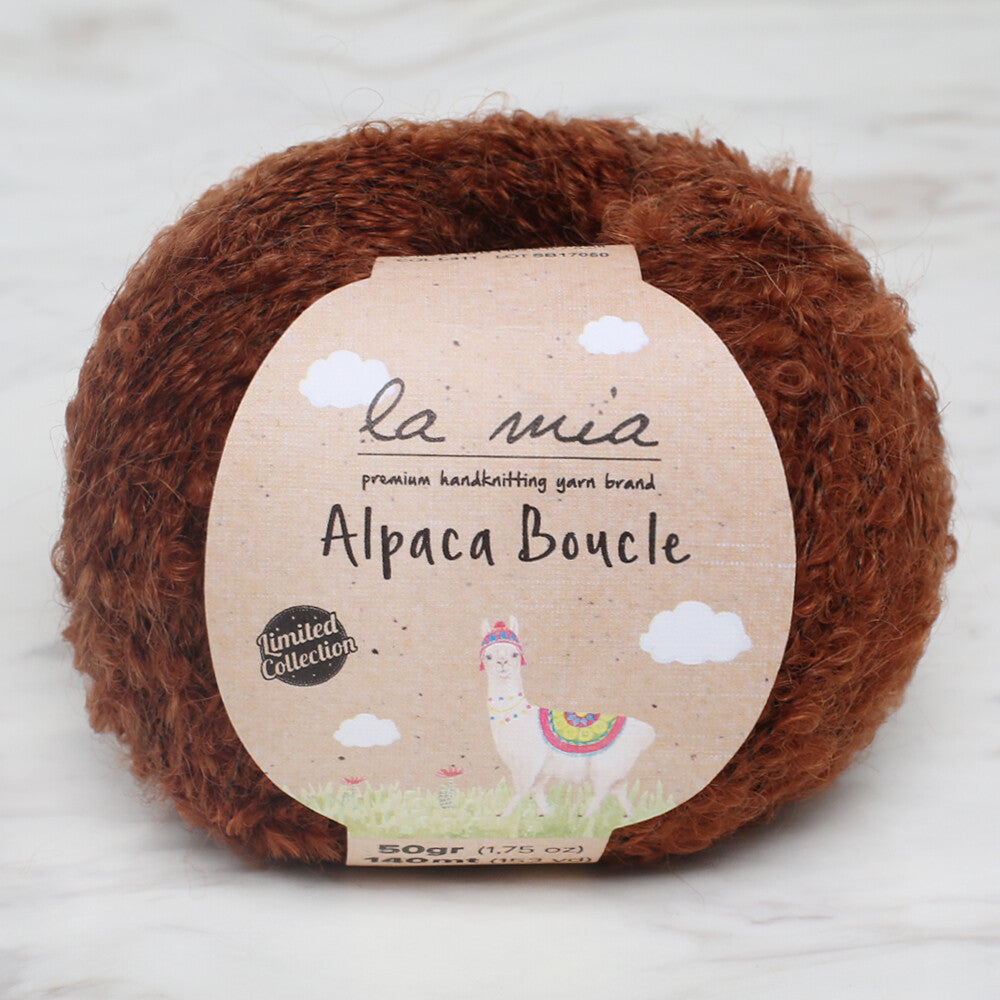 La Mia 50 Gr Alpaca Boucle Yarn, Dark Brown - L311