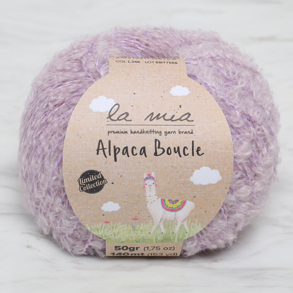 La Mia 50 Gr Alpaca Boucle Yarn, Lilac - L346
