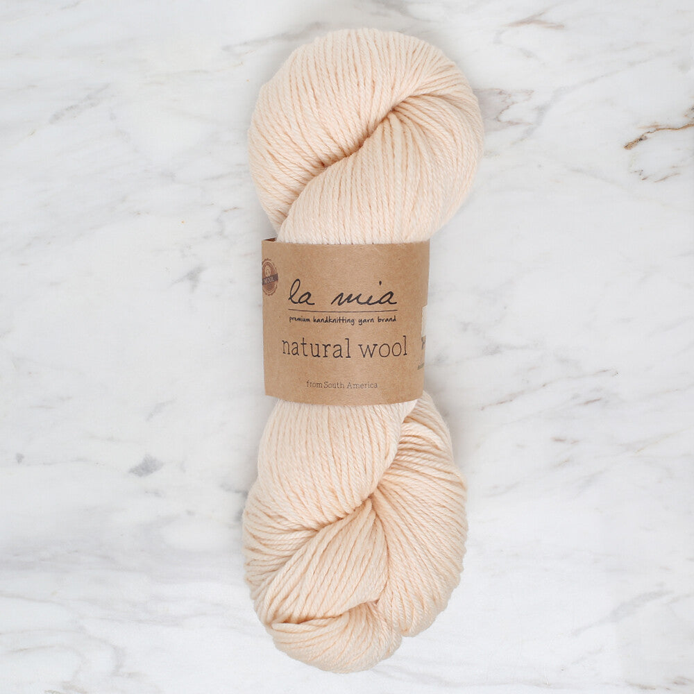 La Mia Natural Wool Knitting Yarn, Cream - L289