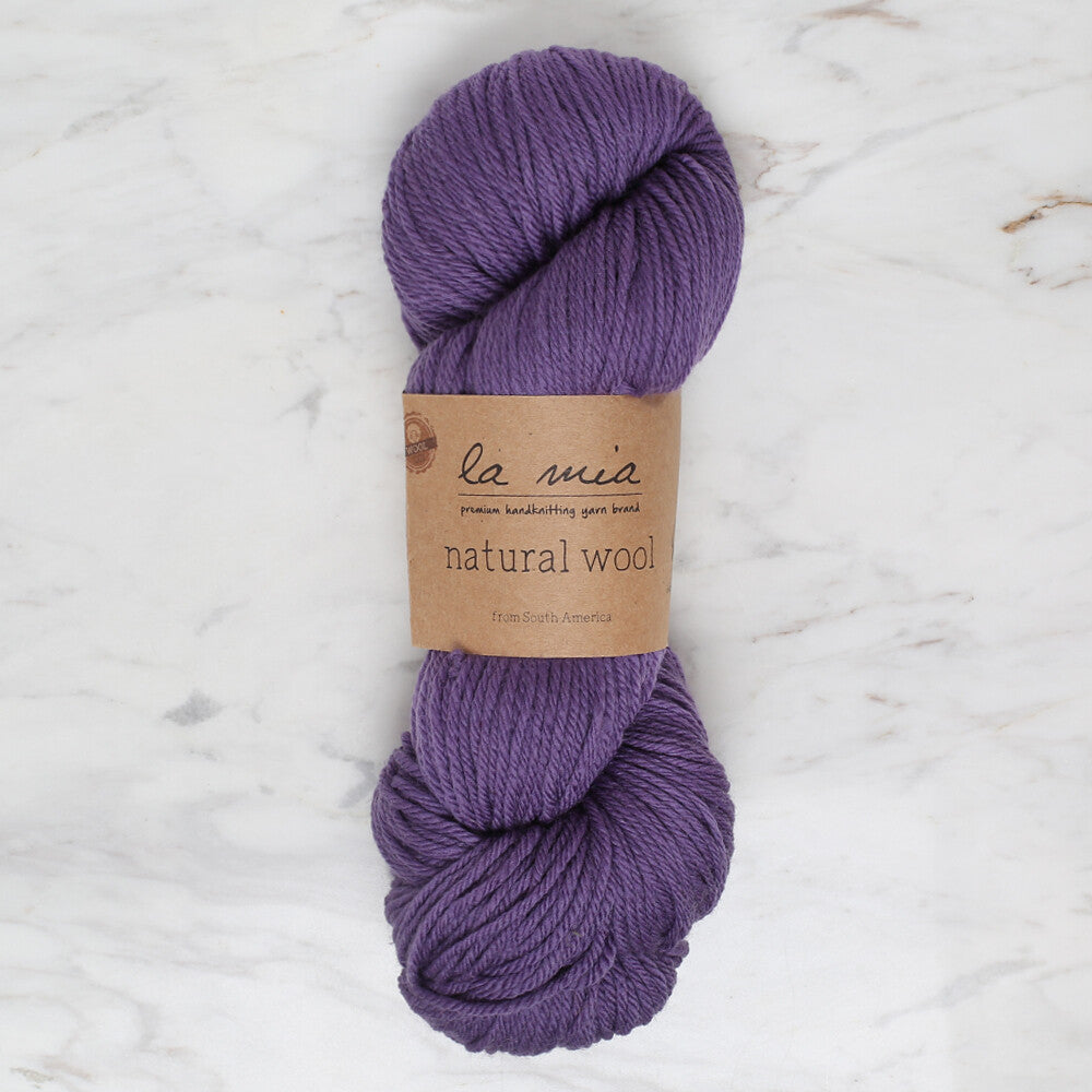 La Mia Natural Wool Knitting Yarn, Purple - L269