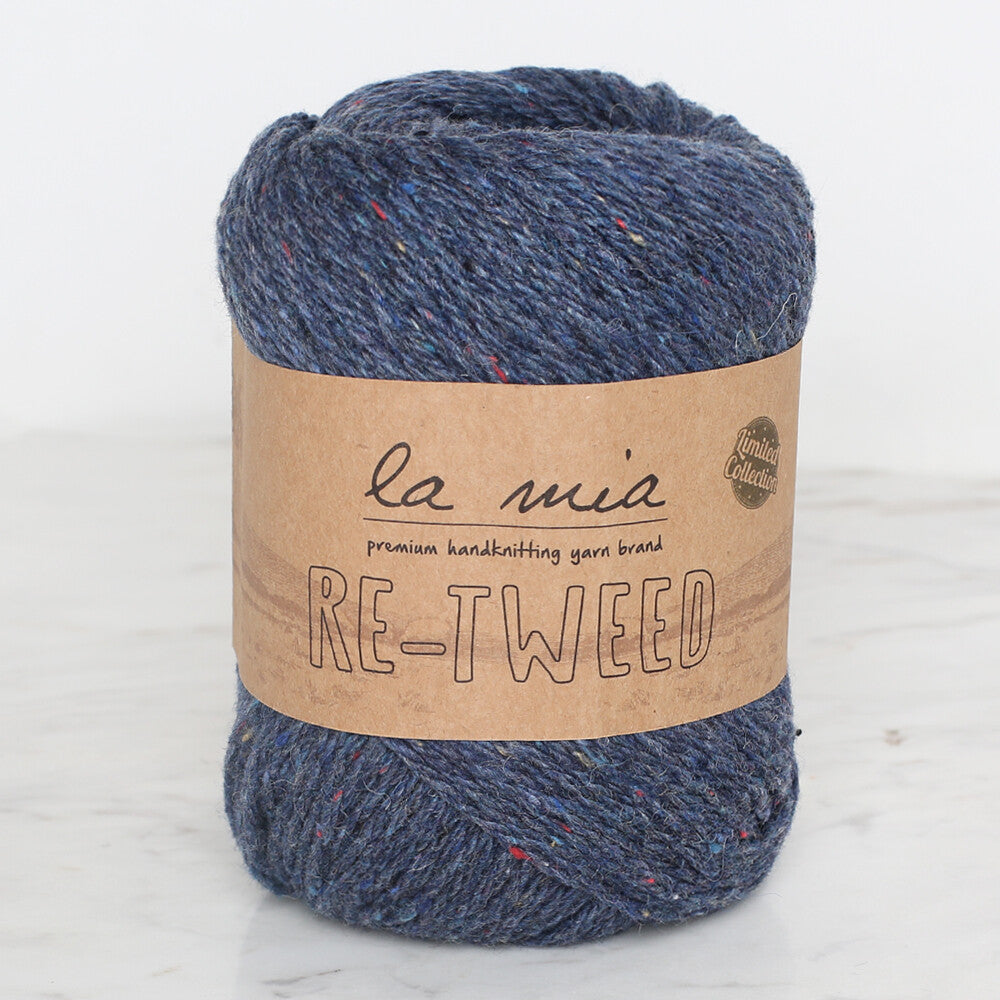 La Mia Re-Tweed Melange Yarn, Navy Blue - L108