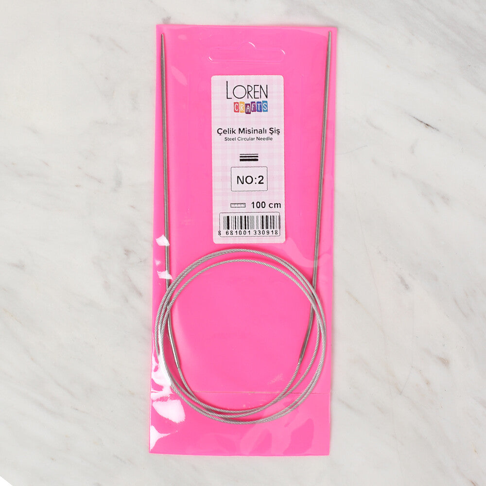 Loren Crafts 2mm 100 cm Steel Circular Knitting Needles