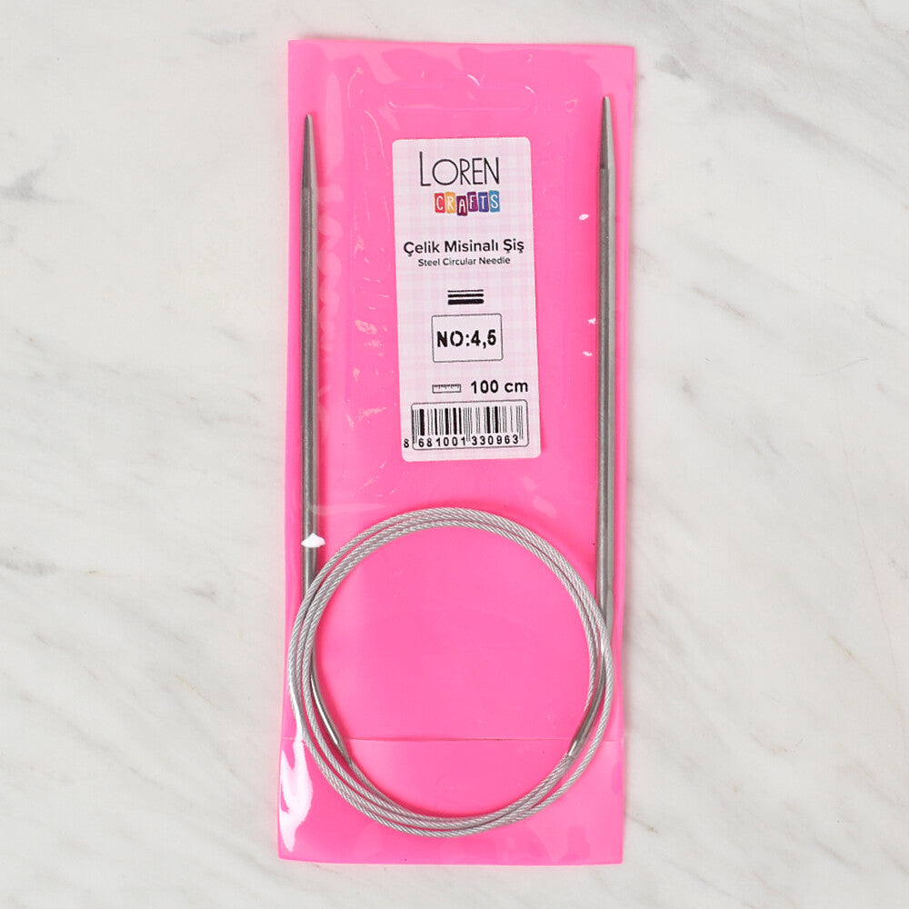 Loren Crafts 4.5mm 100 cm Steel Circular Knitting Needles