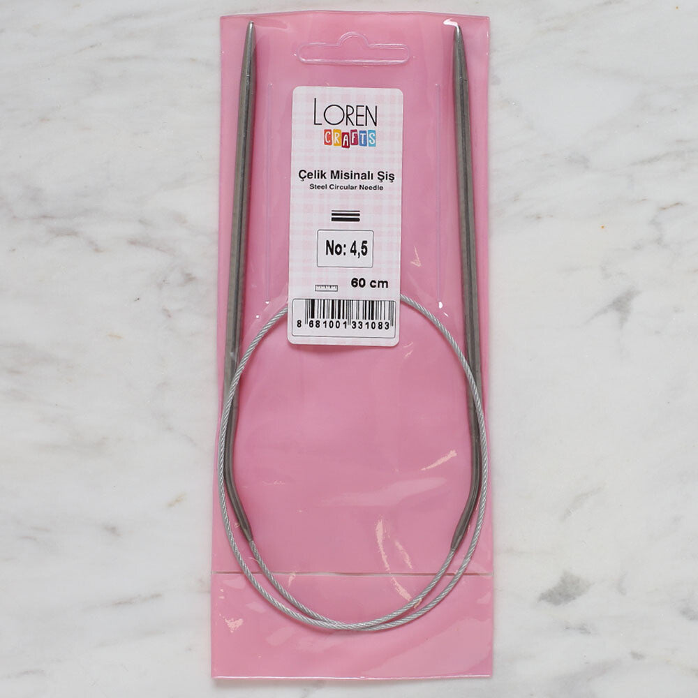 Loren Crafts 4.5mm 60 cm Steel Circular Knitting Needles