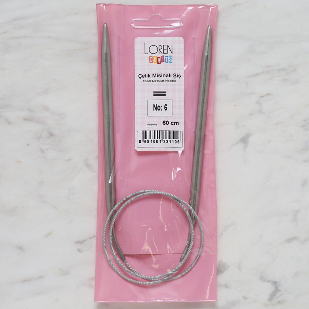 Loren Crafts 6mm 60 cm Steel Circular Knitting Needles